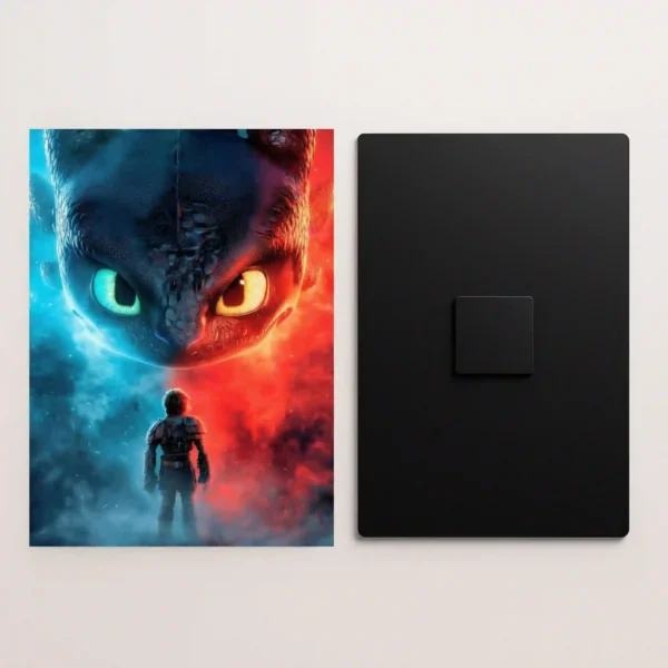 how to train your dragon hiccup toothless metal poster front and back view with premium details