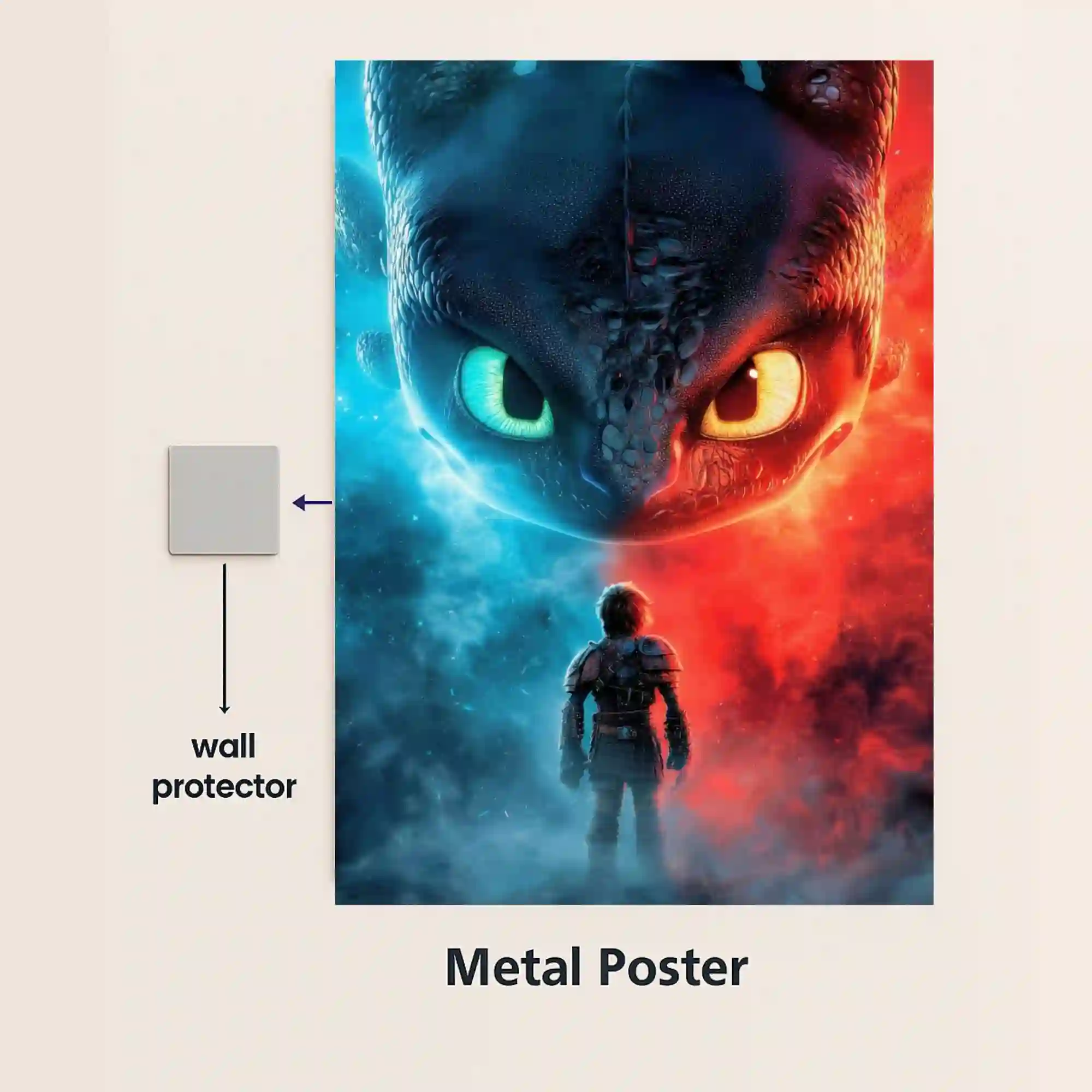 how to train your dragon hiccup toothless metal poster with magnetic mounts no drill wall installation