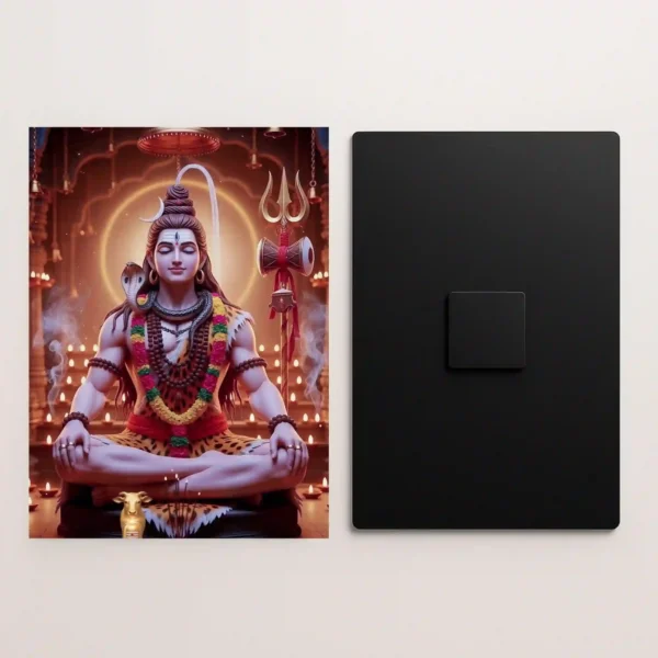 lord shiva meditation metal poster front and back view with premium details