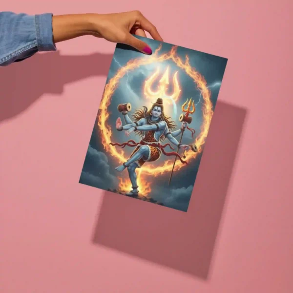 lord shiva nataraja metal poster detailed preview of cosmic fire design