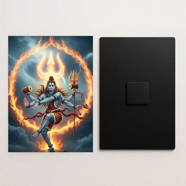 lord shiva nataraja metal poster front and back view with premium details