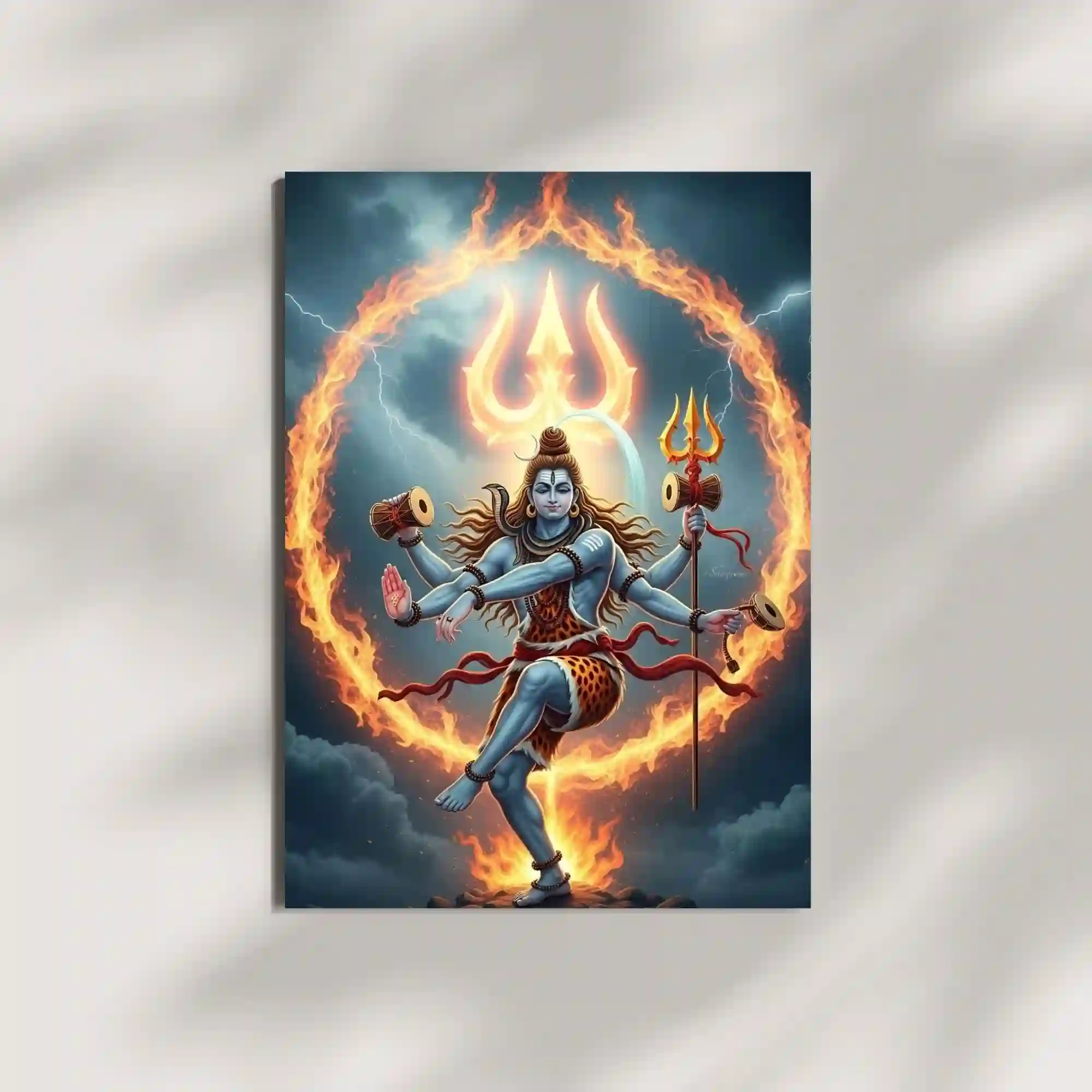 lord shiva nataraja metal poster mounted on wall premium cosmic fire display