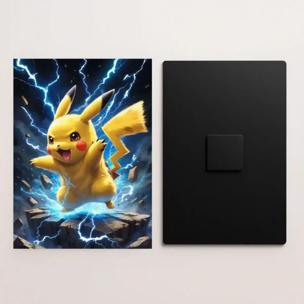 pikachu electric power metal poster front and back view with premium details