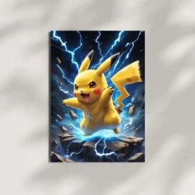 pikachu electric power metal poster mounted on wall premium display