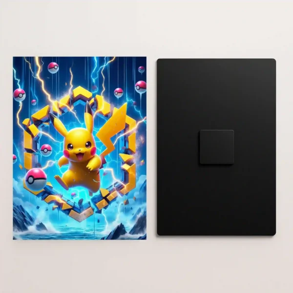 pikachu electric storm metal poster front and back view with premium details