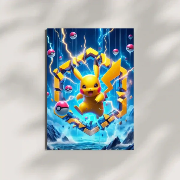 pikachu electric storm metal poster mounted on wall premium lightning battle display