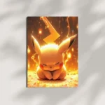 pikachu golden glow metal poster mounted on wall premium golden display