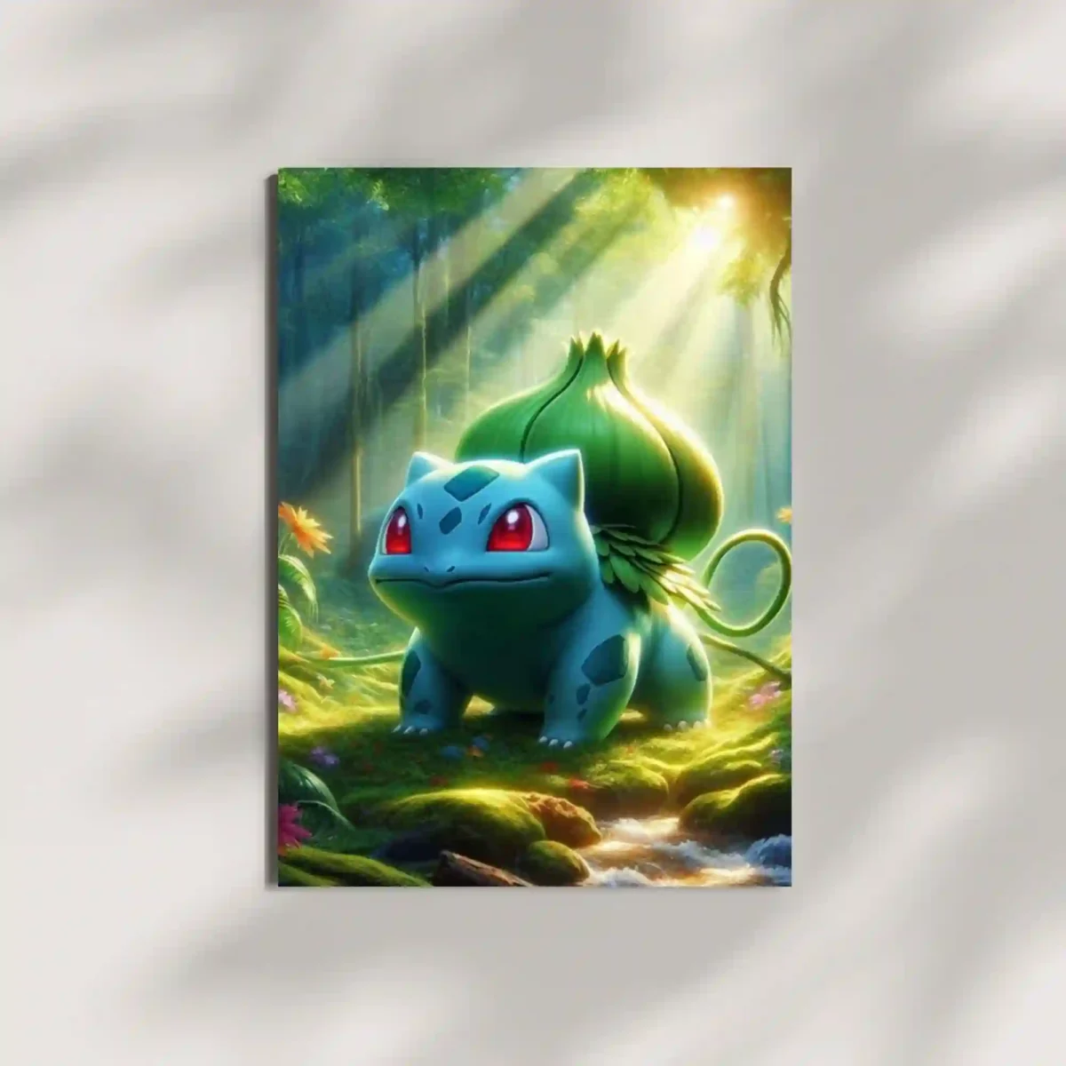 pokemon bulbasaur forest metal poster mounted on wall premium grass type nature display