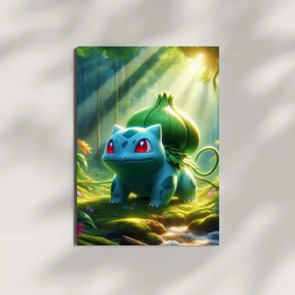 pokemon bulbasaur forest metal poster mounted on wall premium grass type nature display