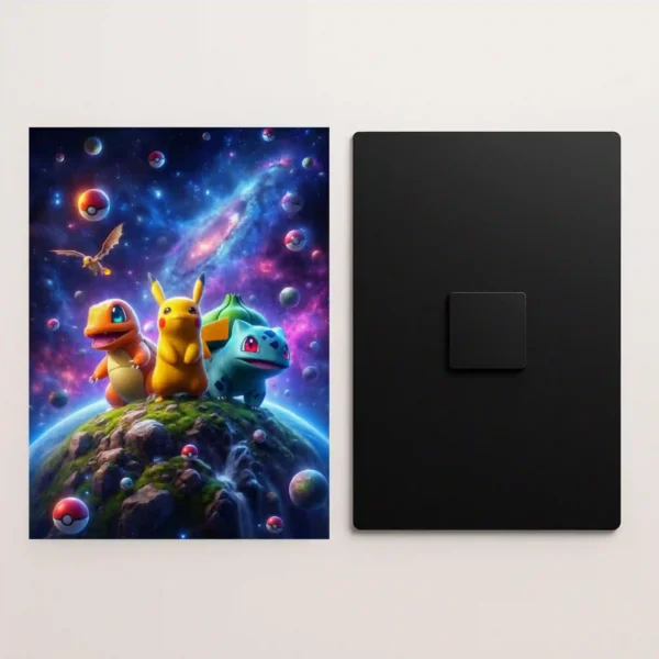 pokemon cosmic galaxy metal poster front and back view with premium details