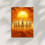 seven white horses running metal poster mounted on wall premium prosperity display