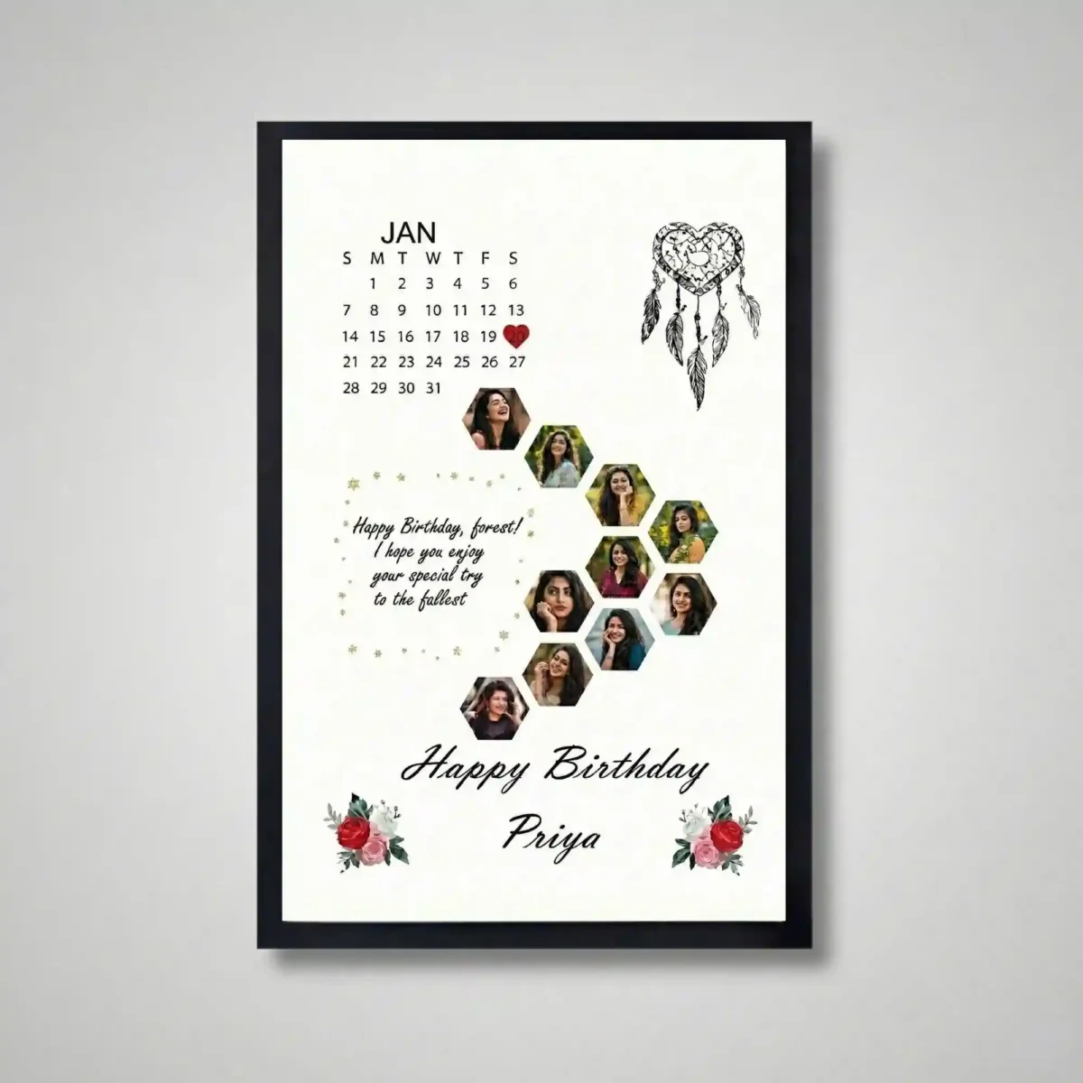 birthday princess photo frame front view