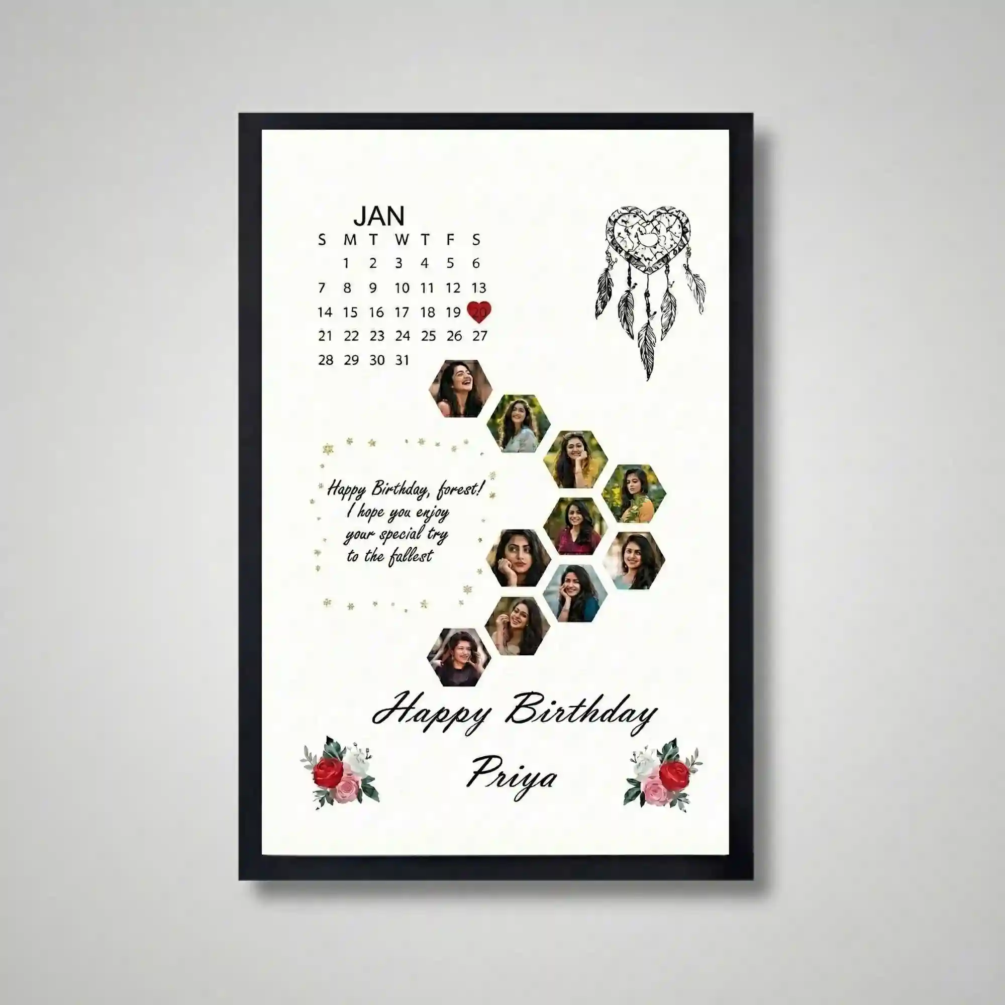 birthday princess photo frame front view