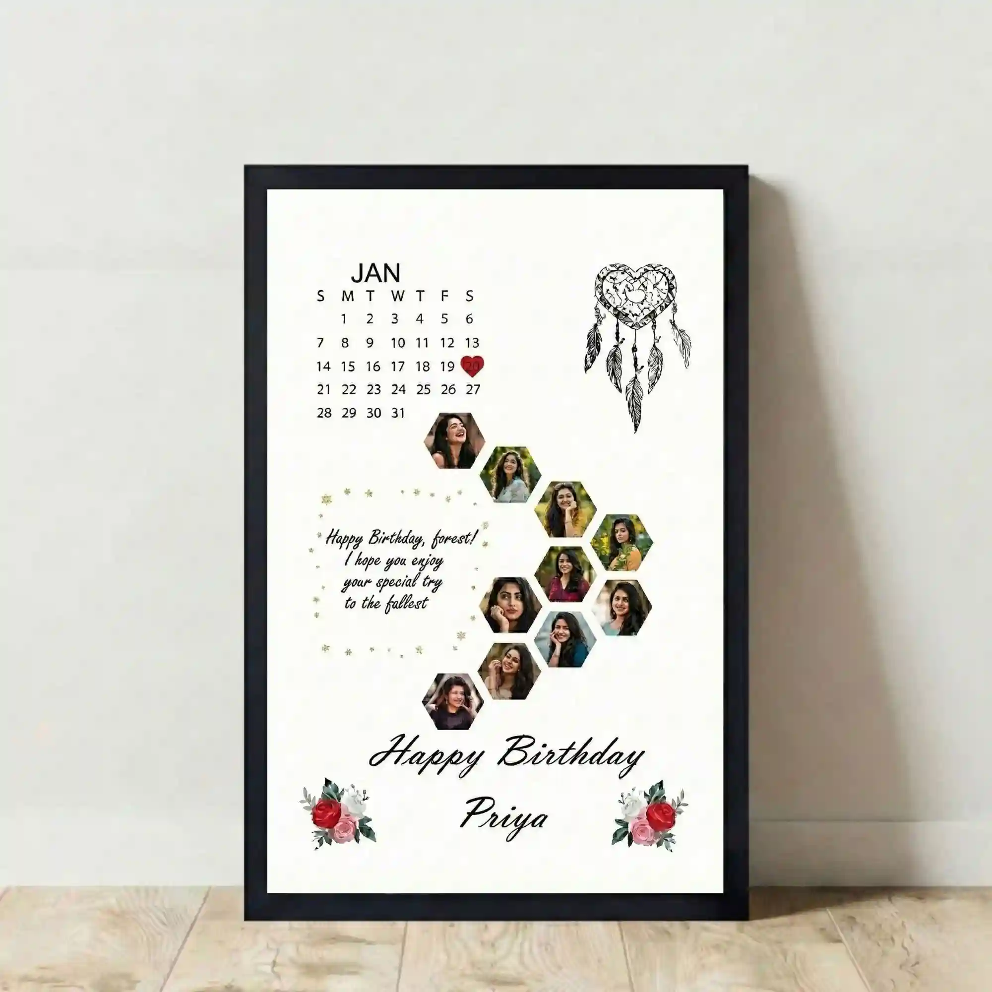 birthday princess photo frame on floor