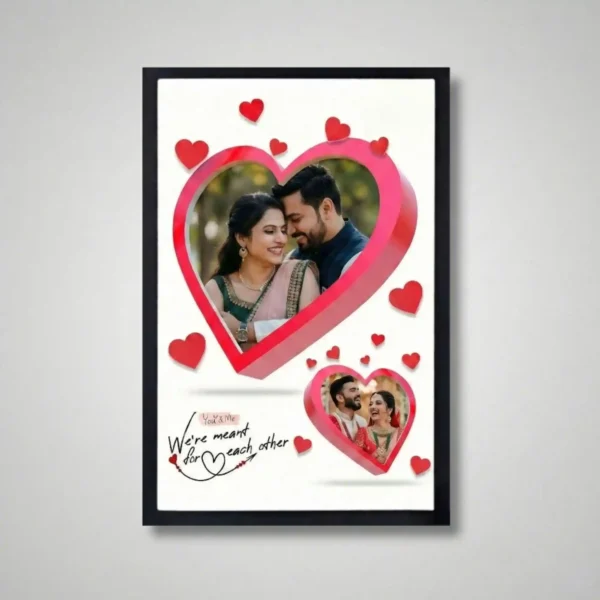 crystal heart valentine photo frame front view