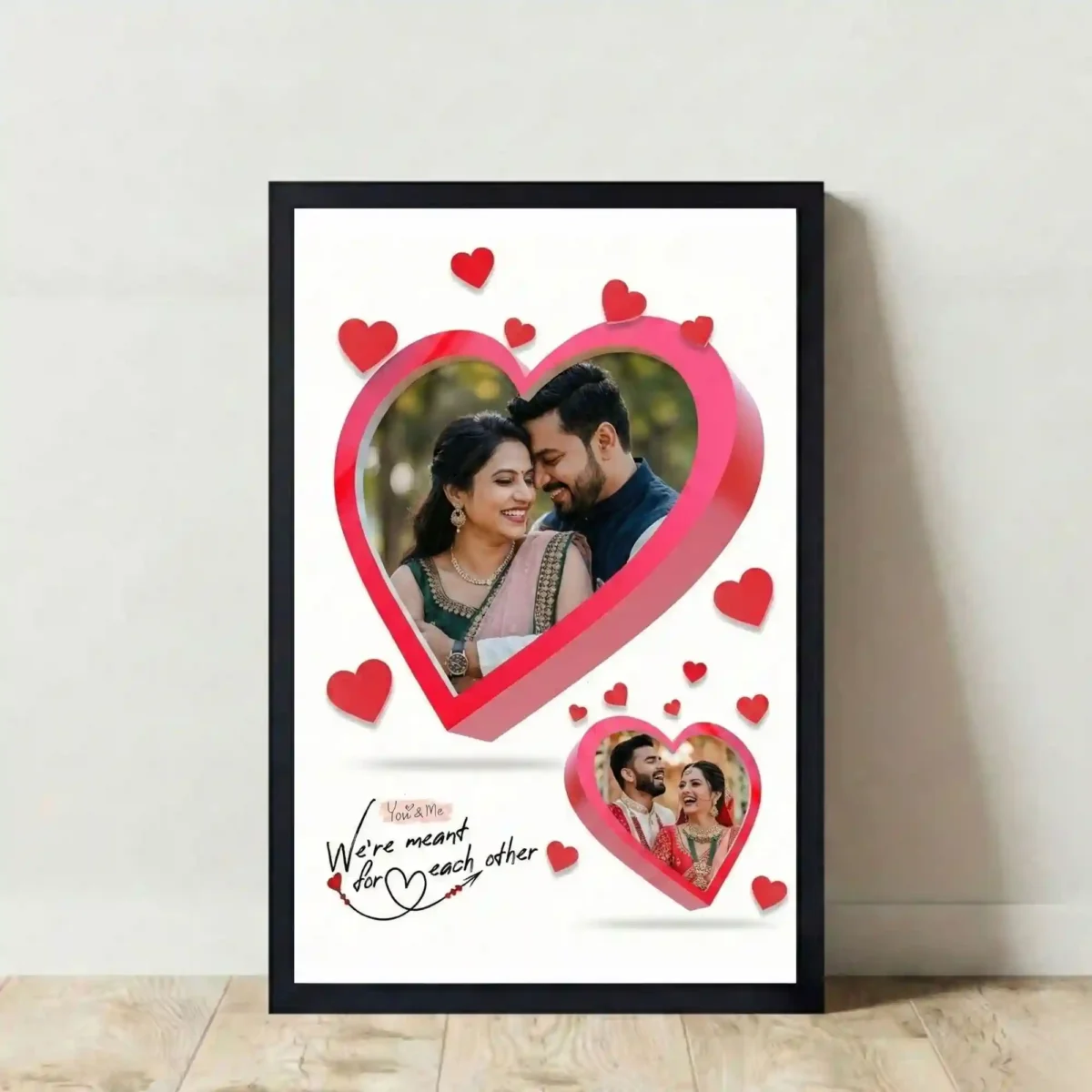 crystal heart valentine photo frame on floor