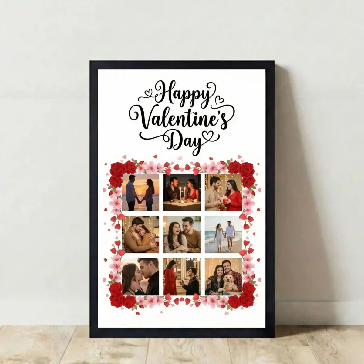 our love story couple photo frame on floor