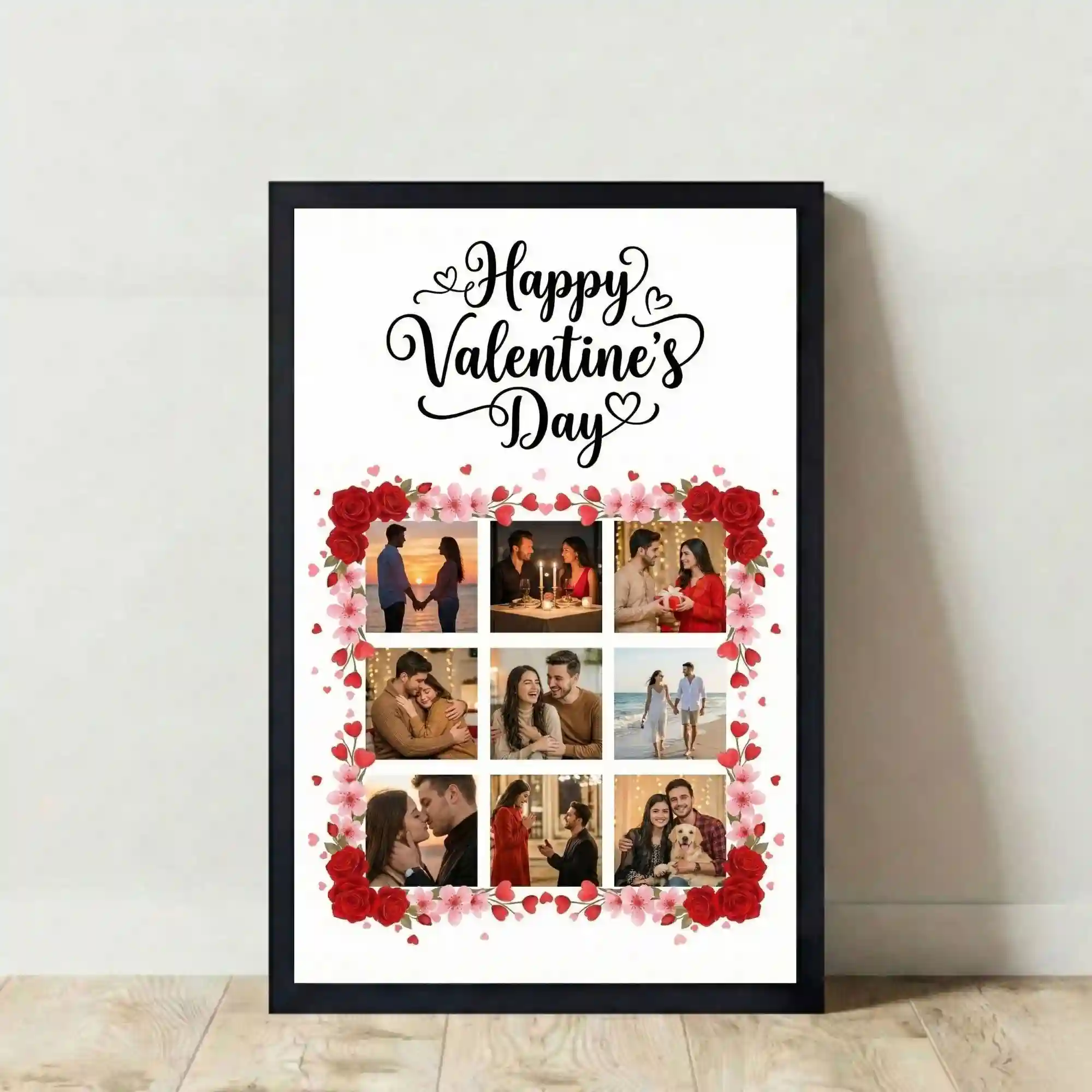 our love story couple photo frame on floor