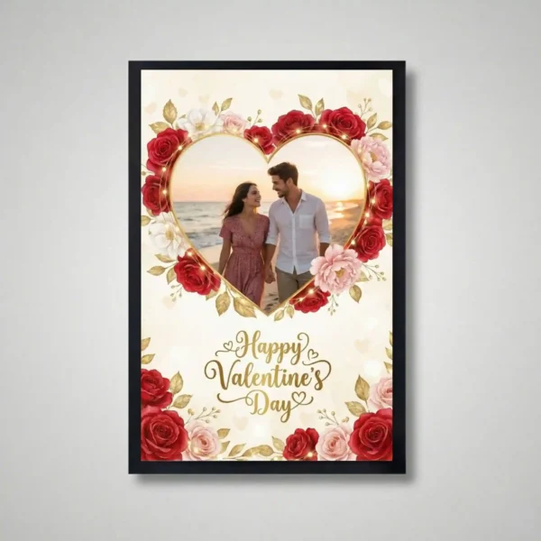 personalised my valentine photo frame front view
