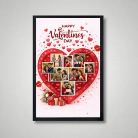 red rose heart photo frame front view