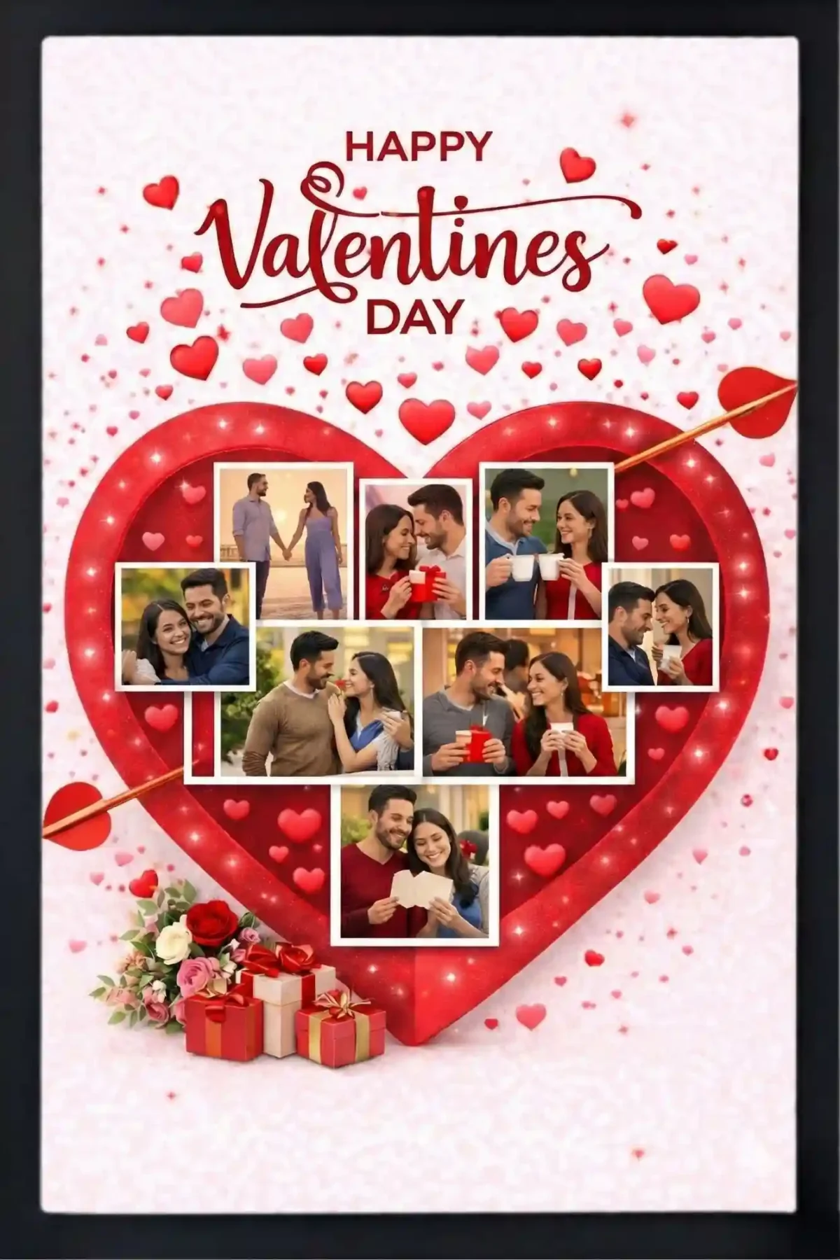 red rose heart photo frame soft romance valentine day gift