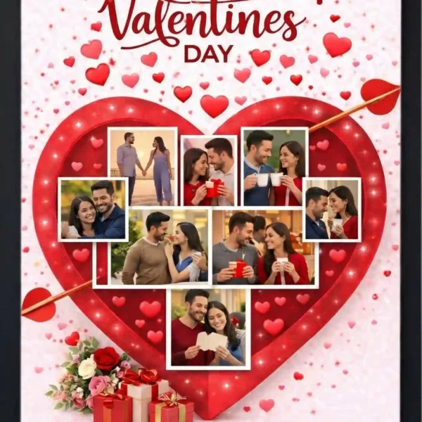 red rose heart photo frame soft romance valentine day gift