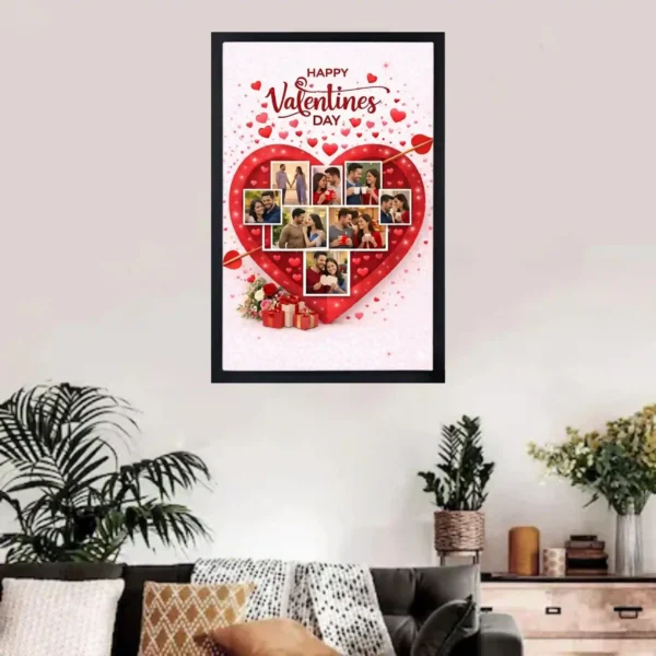 wall mounted red rose heart photo frame