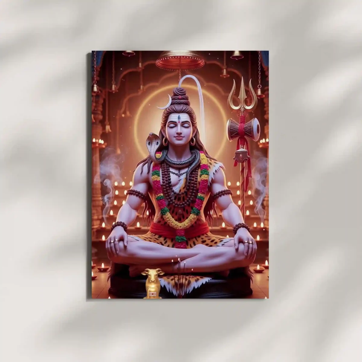 lord shiva meditation metal poster mounted on wall premium sacred temple display