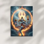 lord shiva nataraja metal poster mounted on wall premium cosmic fire display