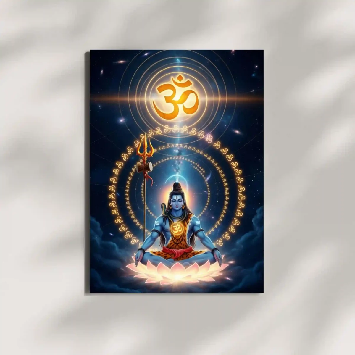 lord shiva om meditation metal poster mounted on wall premium cosmic display