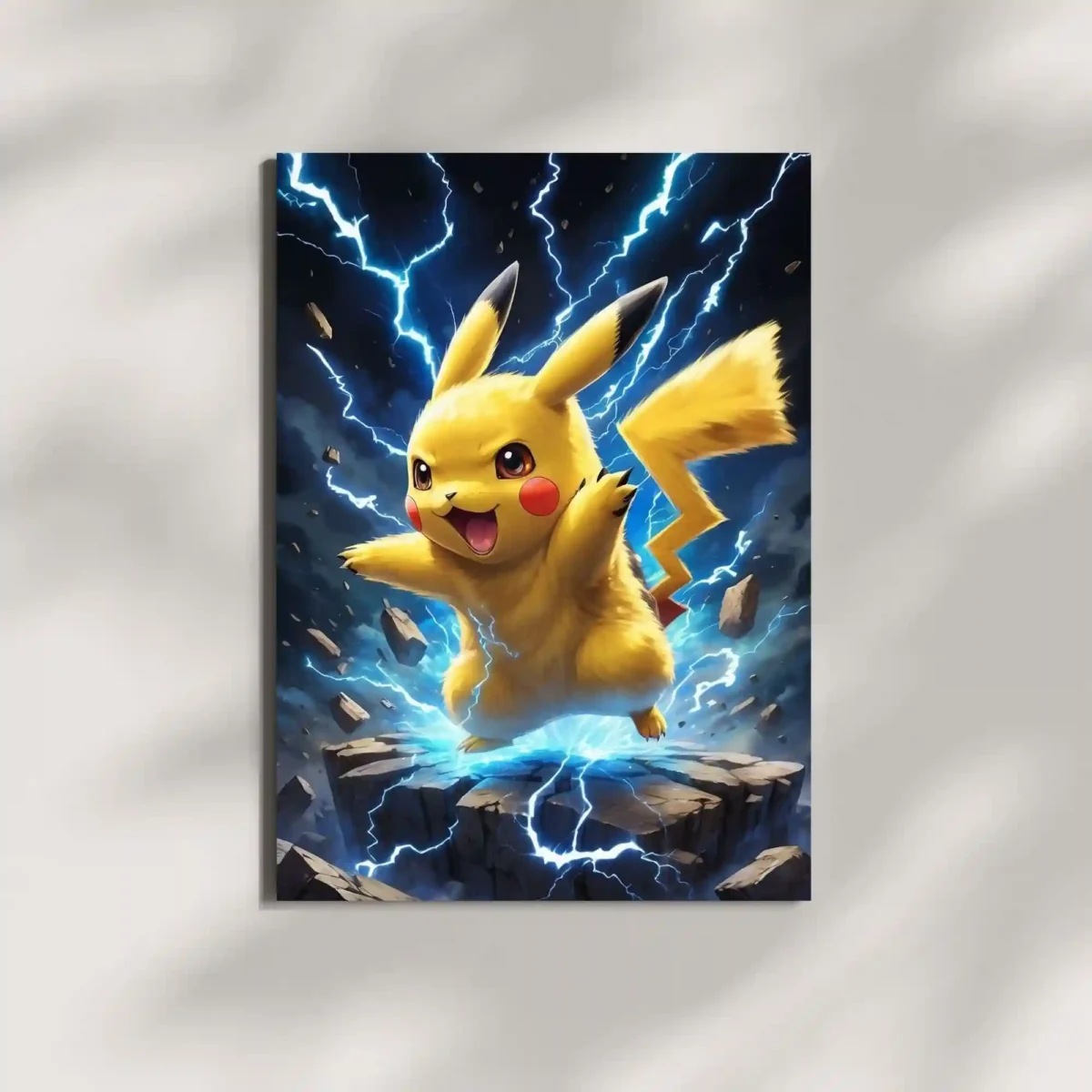 pikachu electric power metal poster mounted on wall premium display