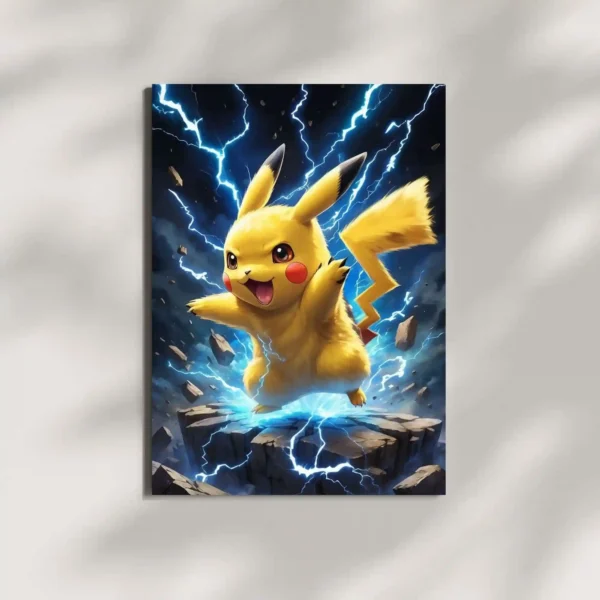 pikachu electric power metal poster mounted on wall premium display