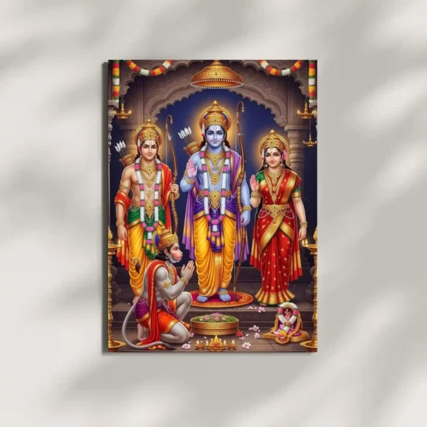 ram darbar metal poster mounted on wall premium devotional temple display