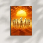seven white horses running metal poster mounted on wall premium prosperity display