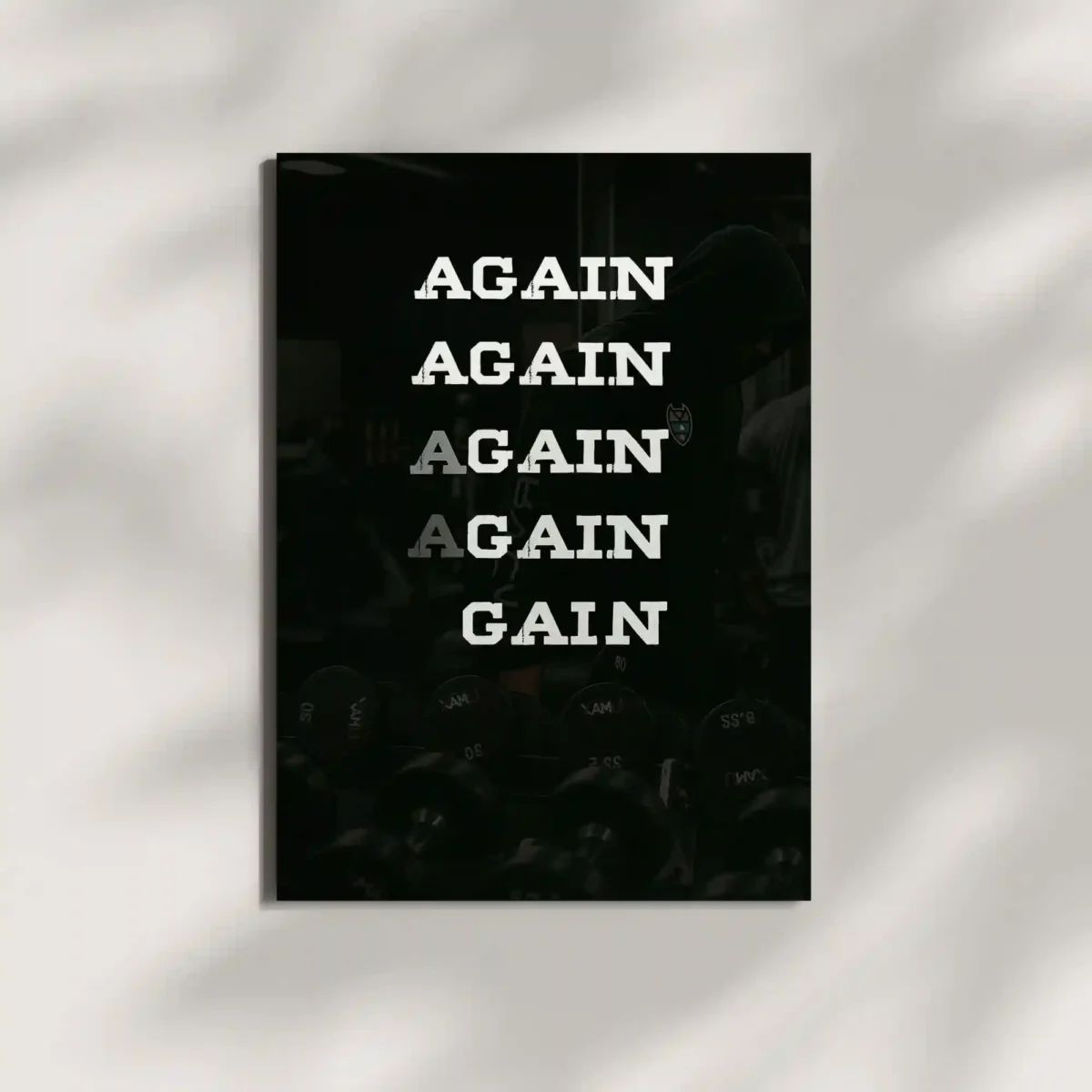 wall mounted again and gain gym quote metal poster