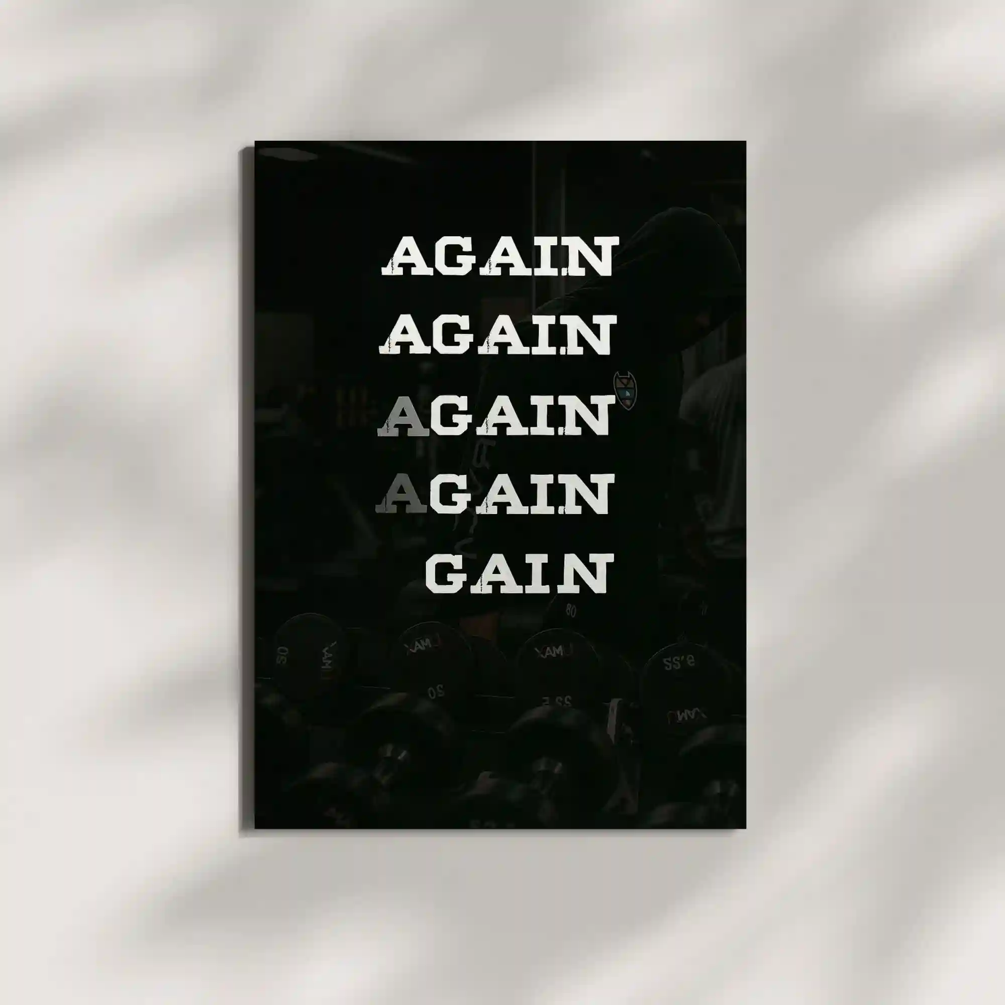 wall mounted again and gain gym quote metal poster