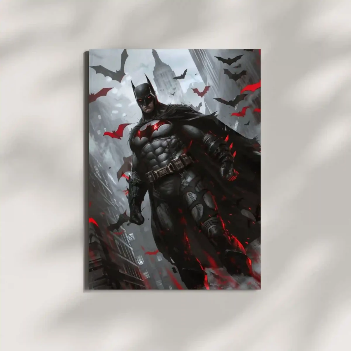 wall mounted batman red metal poster
