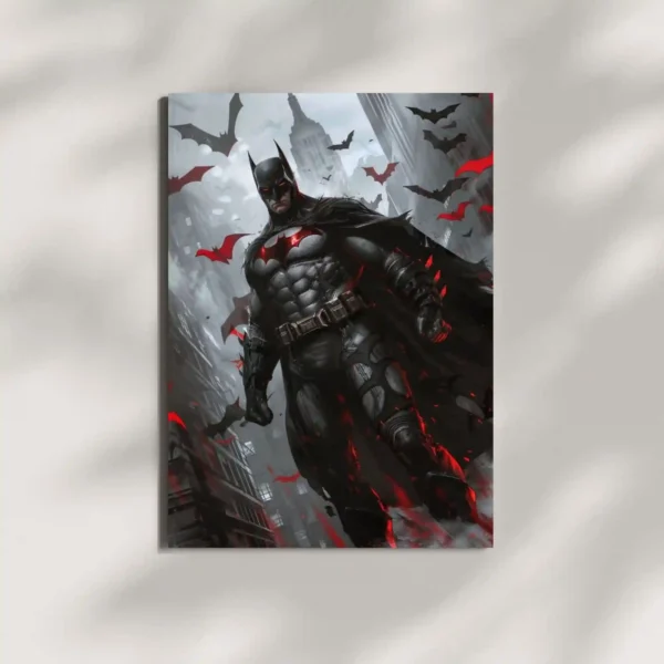 wall mounted batman red metal poster