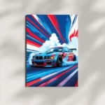 wall mounted bmw m3 turbo drift racing metal poster
