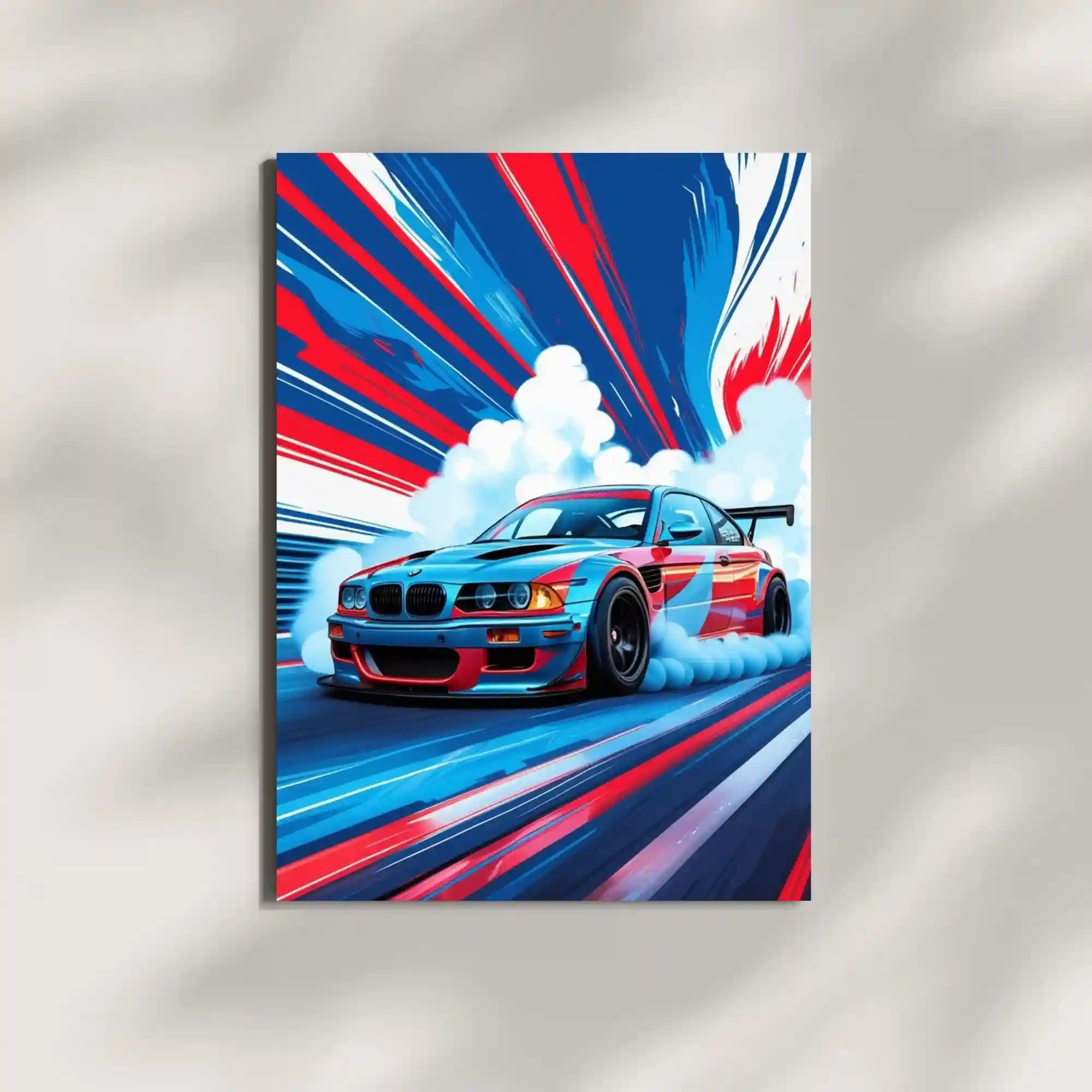 wall mounted bmw m3 turbo drift racing metal poster