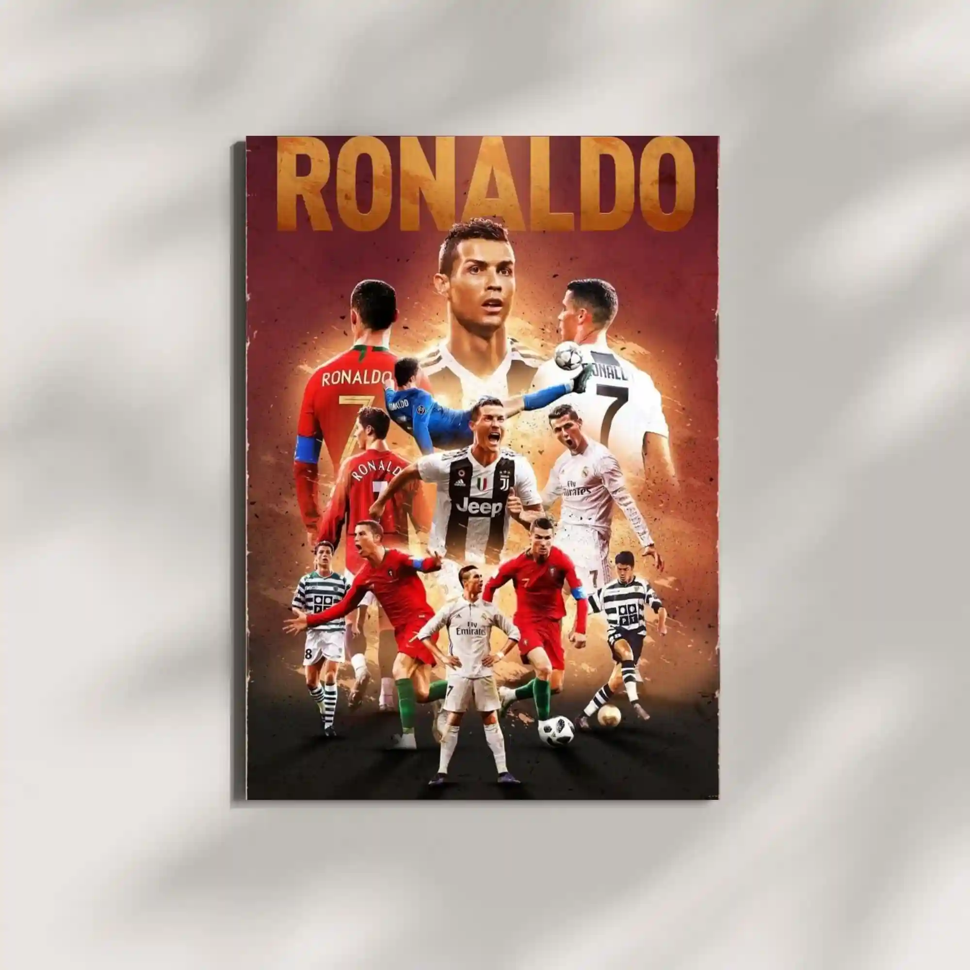 wall mounted cristiano ronaldo football metal poster