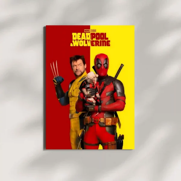 wall mounted deadpool and wolverine movie metal poster