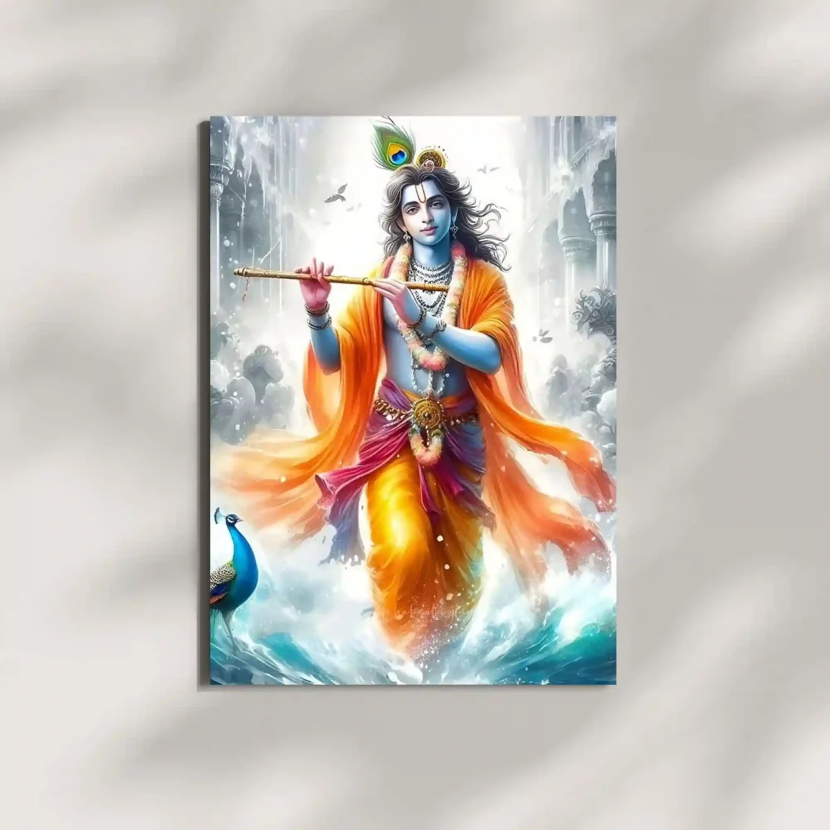 wall mounted krishna metal poster