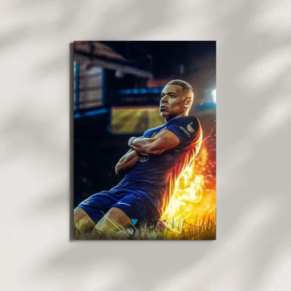 wall mounted kylian mbappe metal poster