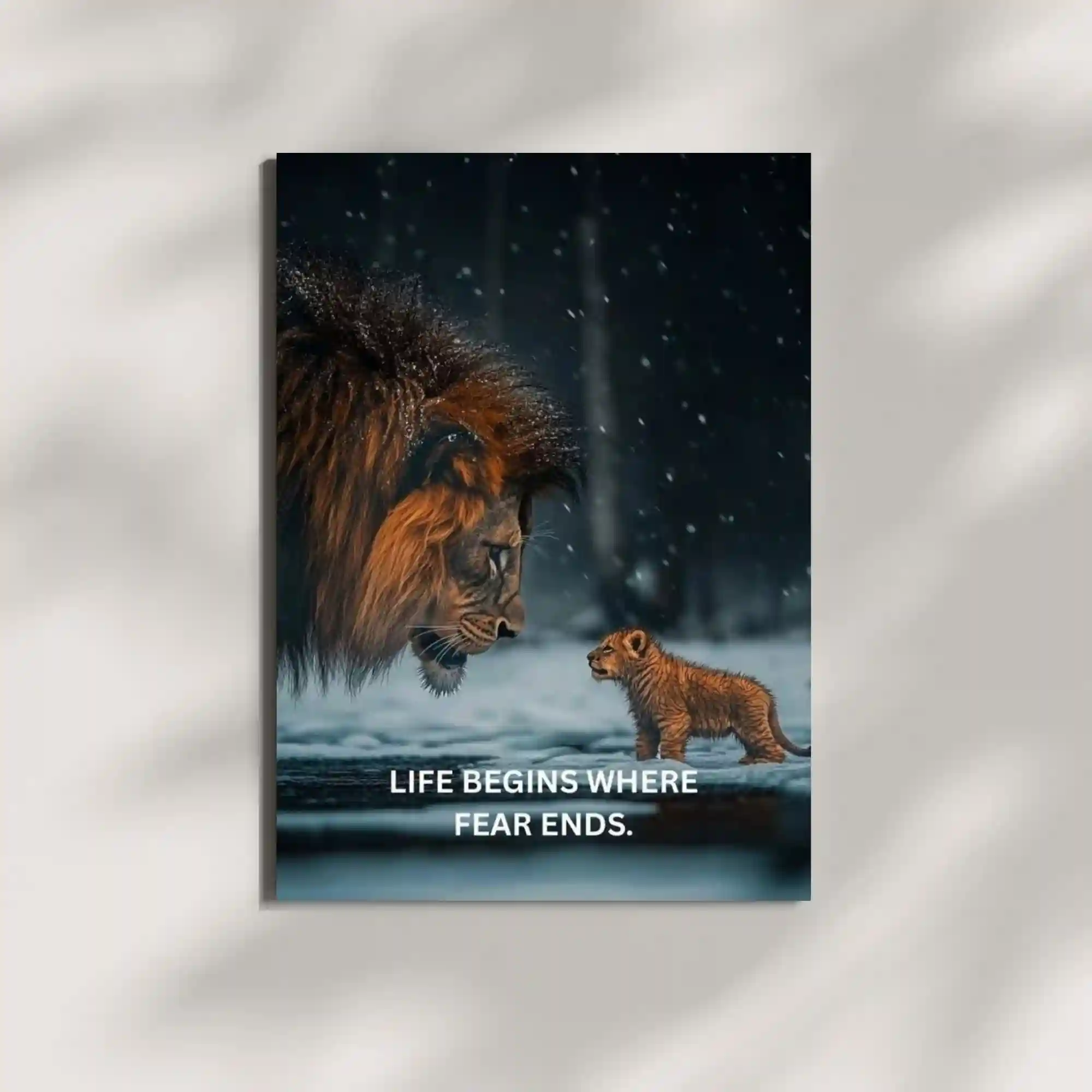 wall mounted lion quote metal poster