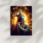 wall mounted lord krishna metal poster