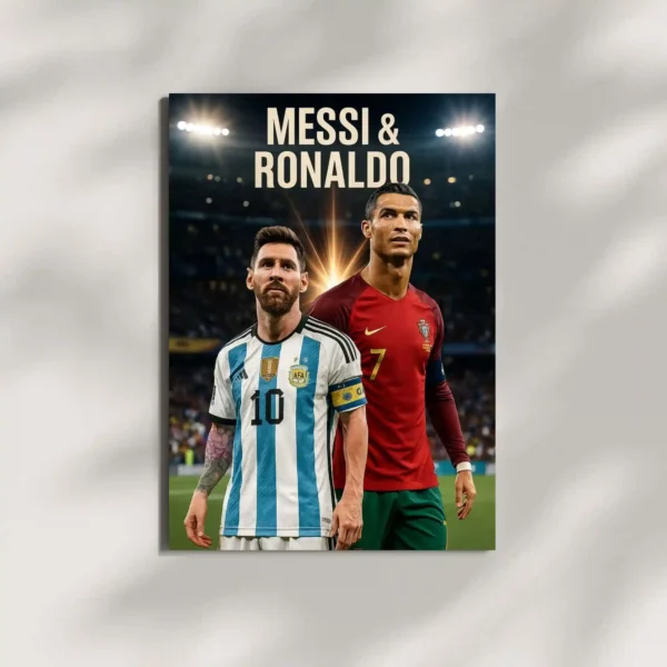 wall mounted messi and ronaldo metal poster