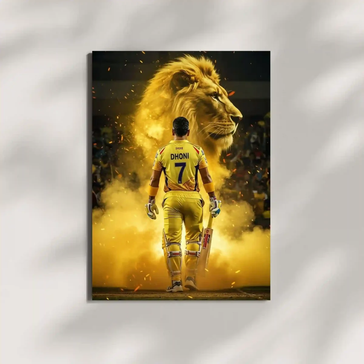 wall mounted ms dhoni csk metal poster