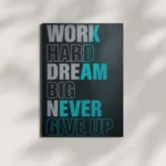 wall mounted never give up quote metal poster