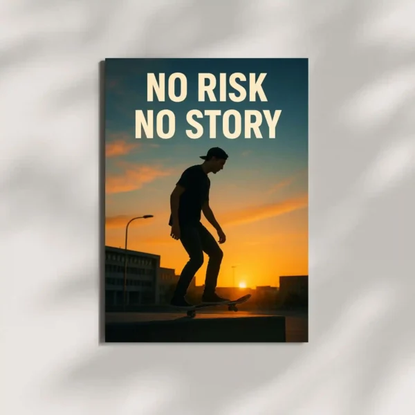 wall mounted no risk no story inspirational quote metal poster
